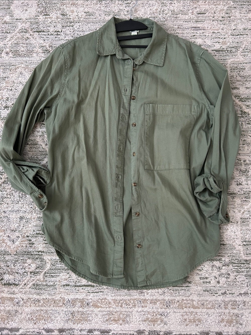 aerie Olive Utility Button-Down Shirt